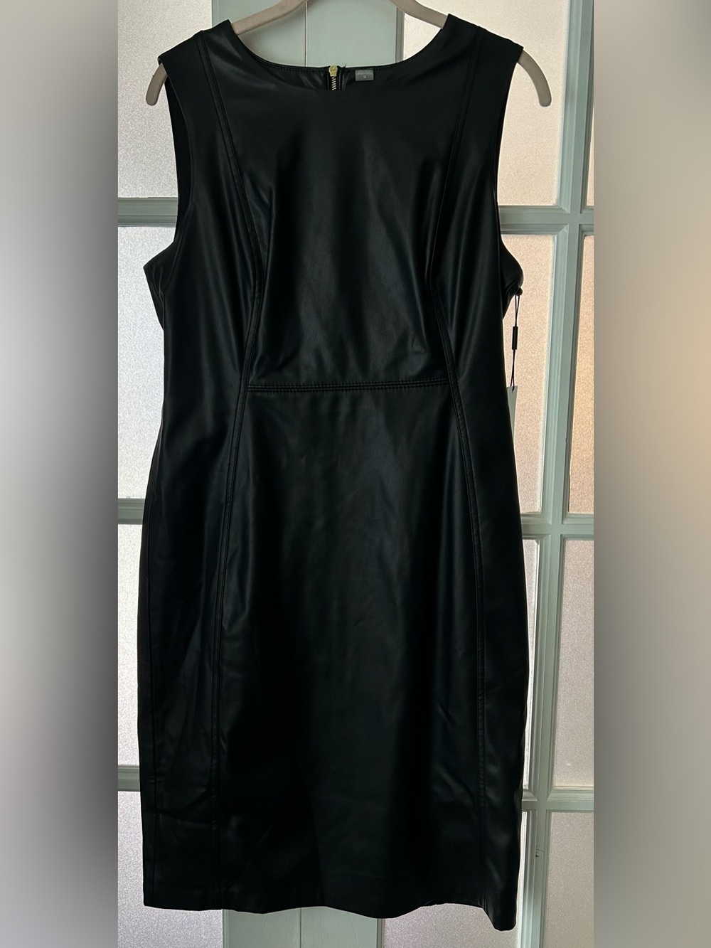 Calvin Klein Black Faux Leather Sleeveless Dress
